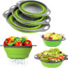 WENTOR Juego de 3 Coladores de Cocina Plegables de Silicona