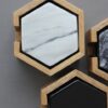 Set de 8 Coasters de Mármol gris c/ base de madera