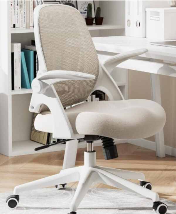 Silla de Oficina Silla de Escritorio Reposabrazos ergonómico, Trabajo compacta Asiento de elevación de Superficie Base de Resina de Nylon Reforzada, Gris