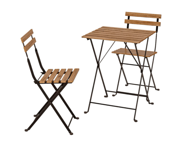 Mesa y 2 sillas, exterior, negro/tinte café claro
