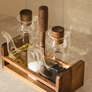 JUEGO ACEITERAS BOROSILICATO MADERA