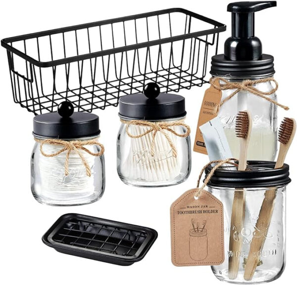 Mason Jar Juego de accesorios de baño