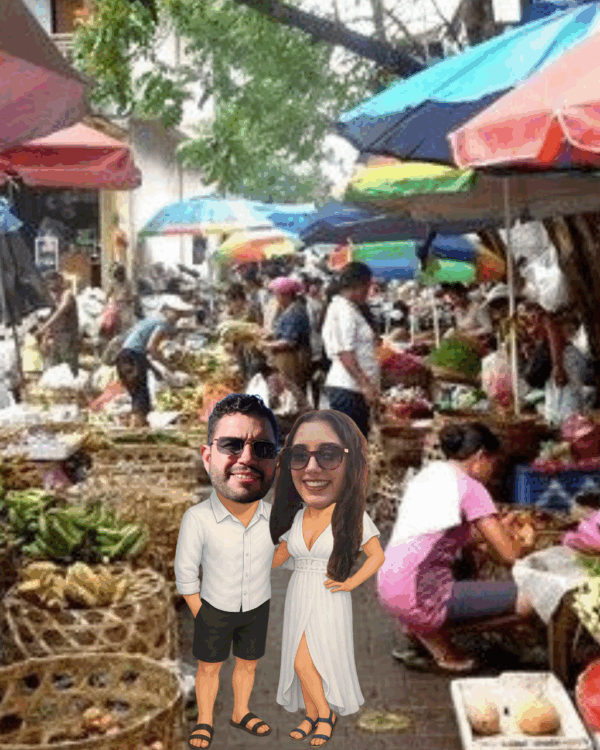 Comida en mercado local en Bali