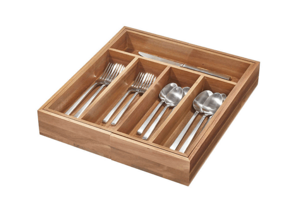 Organizador de cubiertos de madera de acacia Squared Awaya expandible