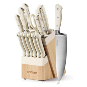 14 Pieces Knife Set with Hardwood Storage Block, Kitchen Knife Set with Block