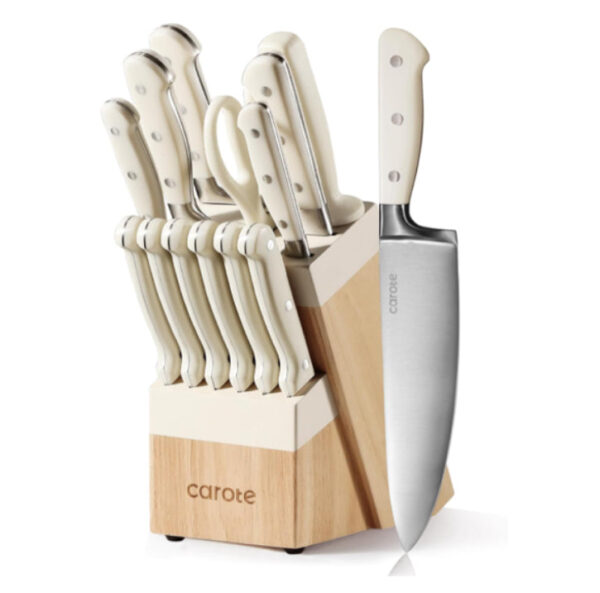 14 Pieces Knife Set with Hardwood Storage Block, Kitchen Knife Set with Block
