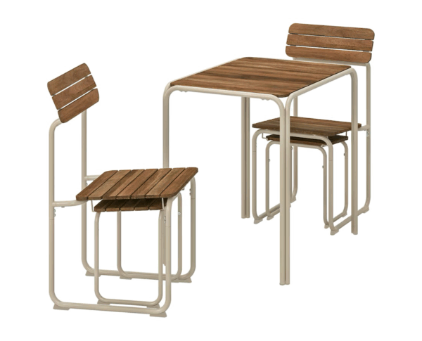 Mesa comedor+2 sillas+2 taburetes, café/exterior